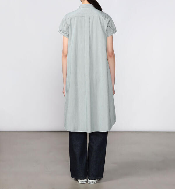  「Gymphlex | コットンストライプ フレンチスリーブシャツワンピース WOMEN」|ワンピース|