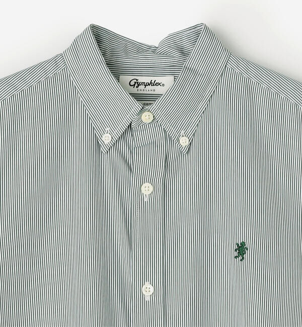  「Gymphlex | コットンストライプ フレンチスリーブシャツワンピース WOMEN」|ワンピース|