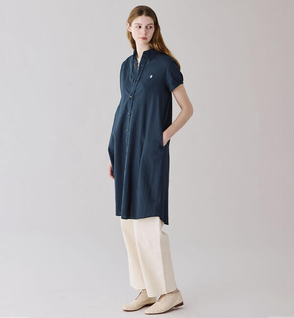 GYMPHLEX「Gymphlex | フレンチスリーブ ボタンダウンシャツワンピース WOMEN」|ワンピース|