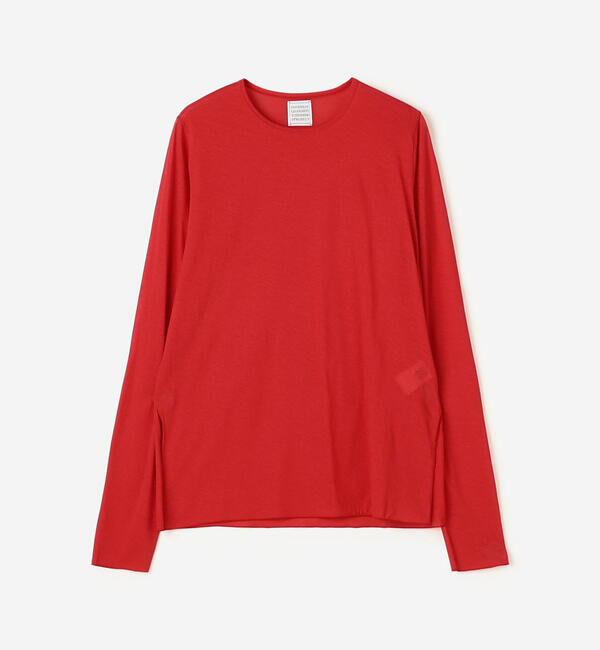  「GOOD PEOPLE GOOD STITCHING GOOD PRODUCT | サイドスリット クルーネックロングスリーブTシャツ WOMEN」|Tシャツ・カットソー|RED系1