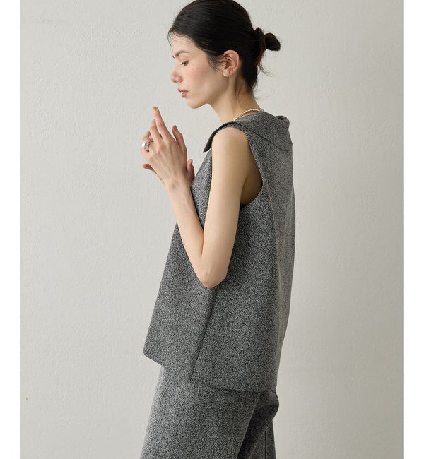 Drawing Numbers「【Drawing Numbers】ポロカラーノースリーブワイドニット」|ニット・セーター|