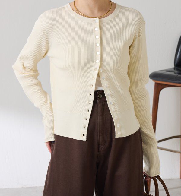  「ラインボタンコンパクトカーディガン」|ニット・セーター|