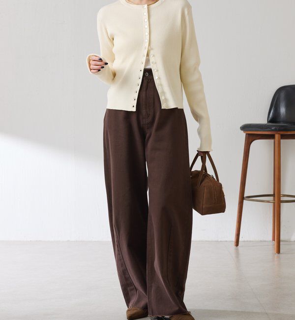  「ラインボタンコンパクトカーディガン」|ニット・セーター|