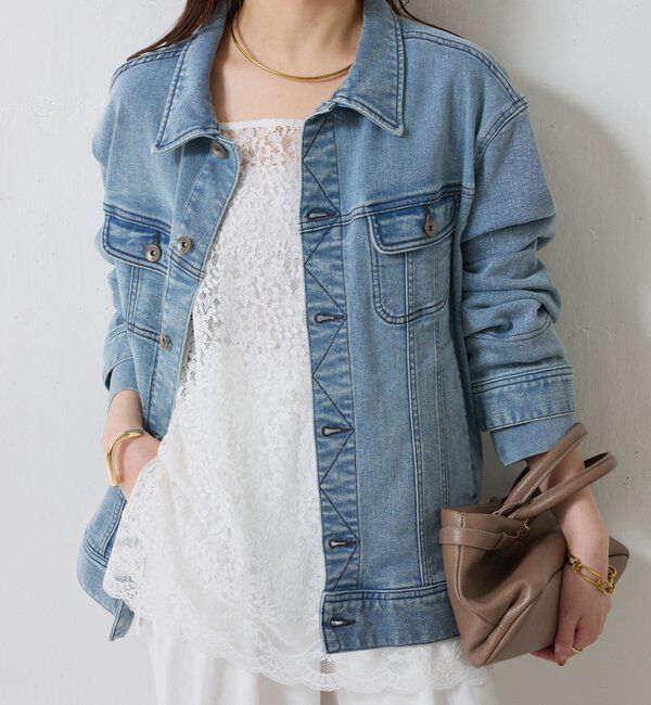  「Q.anos ストレッチリブデニムジャケット」|デニムジャケット|