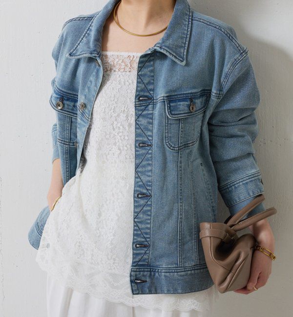  「Q.anos ストレッチリブデニムジャケット」|デニムジャケット|