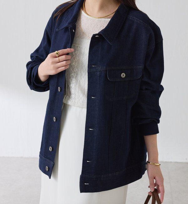  「Q.anos ストレッチリブデニムジャケット」|デニムジャケット|