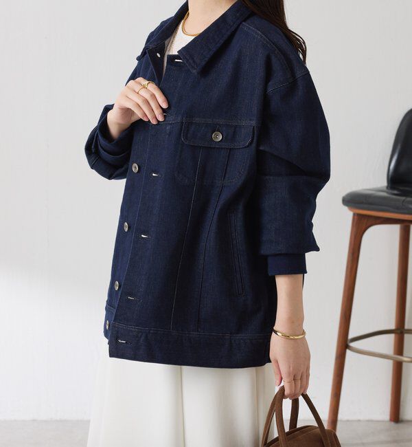  「Q.anos ストレッチリブデニムジャケット」|デニムジャケット|