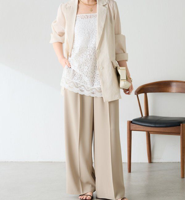  「《マイナス3kg見え/サイズ展開豊富》ジャージワイドパンツ」|スラックス|