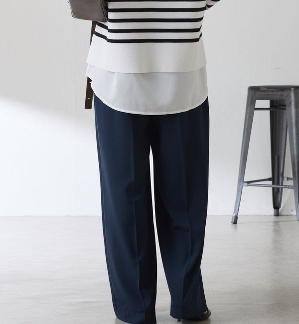  「《マイナス3kg見え/サイズ展開豊富》ジャージワイドパンツ」|スラックス|