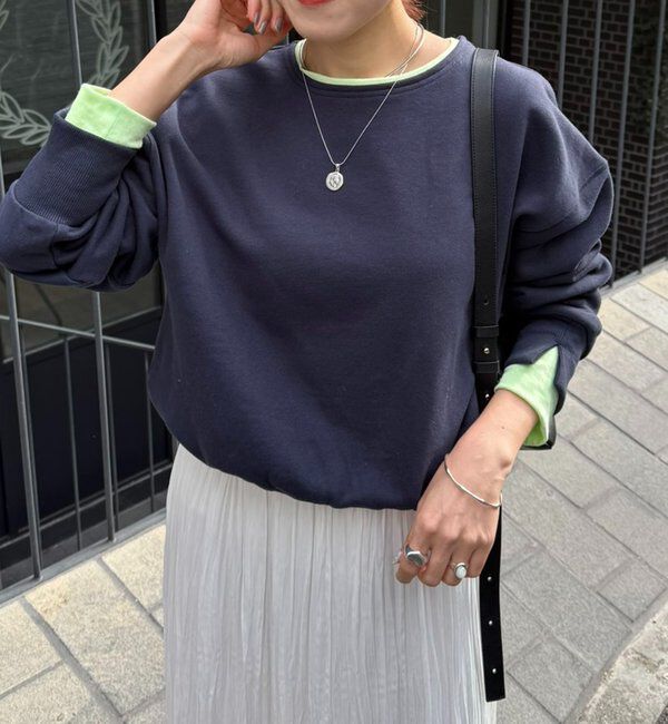  「【インフルエンサー@asamin企画】レイヤード風スウェット」|Tシャツ・カットソー|ネイビー