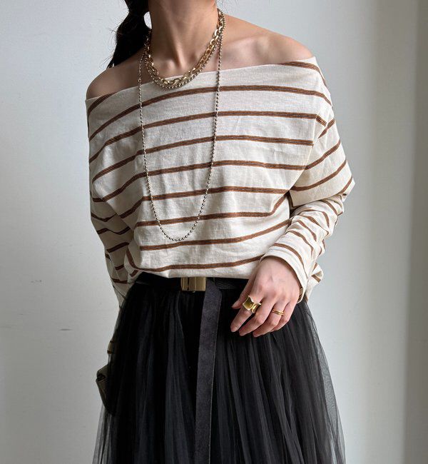  「マルチボーダーオフショルTEE」|Tシャツ・カットソー|