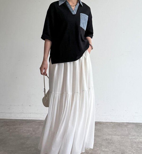  「【WEB限定】ダンガリードッキングトップス」|Tシャツ・カットソー|