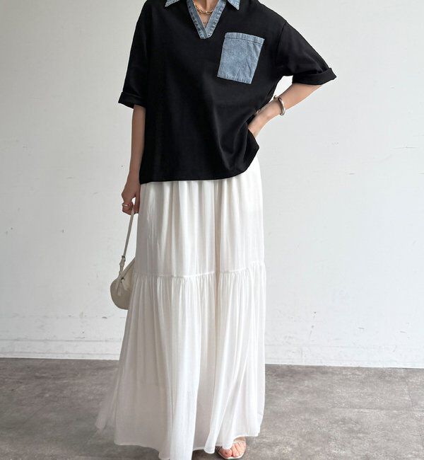  「【WEB限定】ダンガリードッキングトップス」|Tシャツ・カットソー|