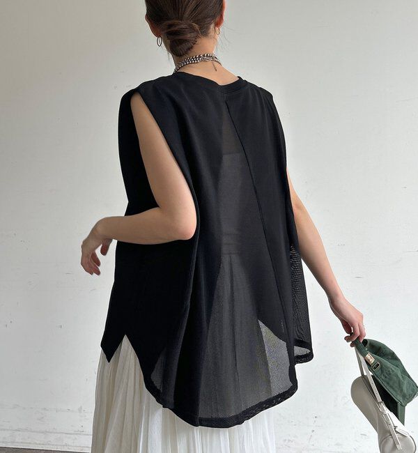  「【WEB限定】バックメッシュ切替トップス」|Tシャツ・カットソー|