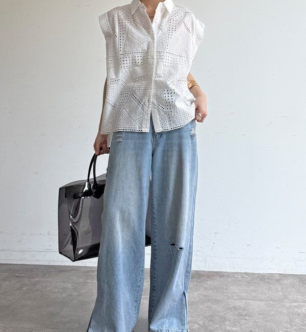  「【WEB限定】カットワークレースシャツ」|シャツ・ブラウス|