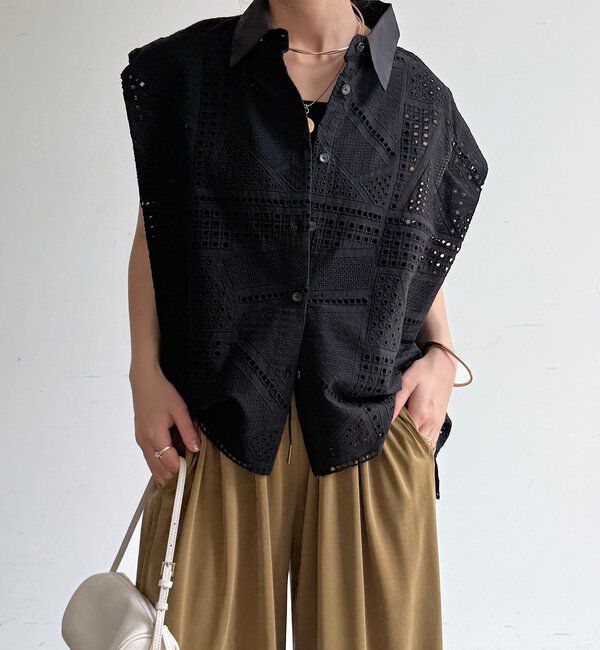  「【WEB限定】カットワークレースシャツ」|シャツ・ブラウス|