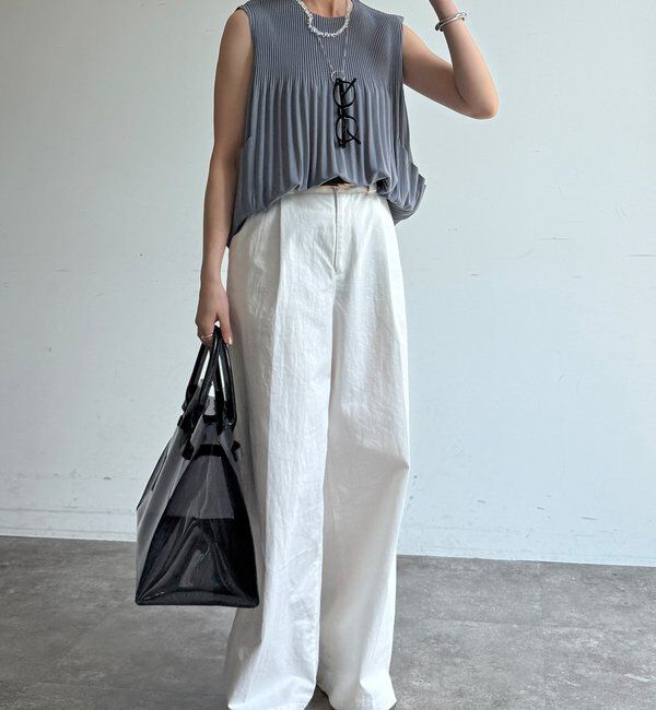  「【WEB限定】プリーツノースリーブトップス」|Tシャツ・カットソー|