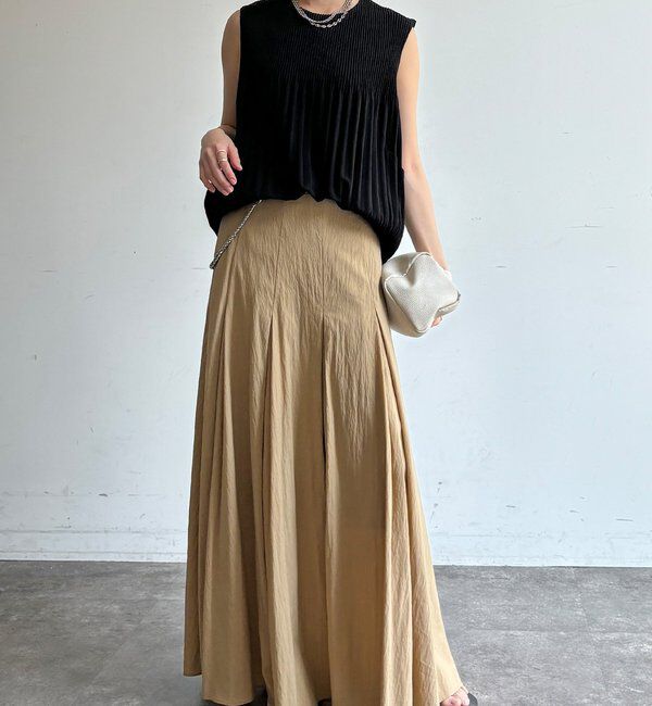  「【WEB限定】プリーツノースリーブトップス」|Tシャツ・カットソー|