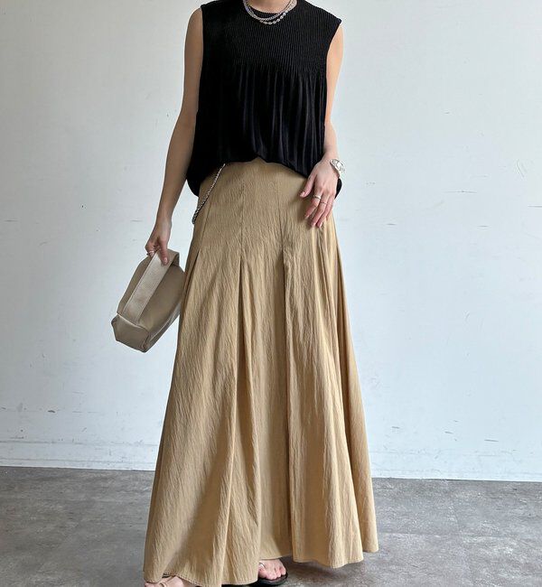  「【WEB限定】プリーツノースリーブトップス」|Tシャツ・カットソー|