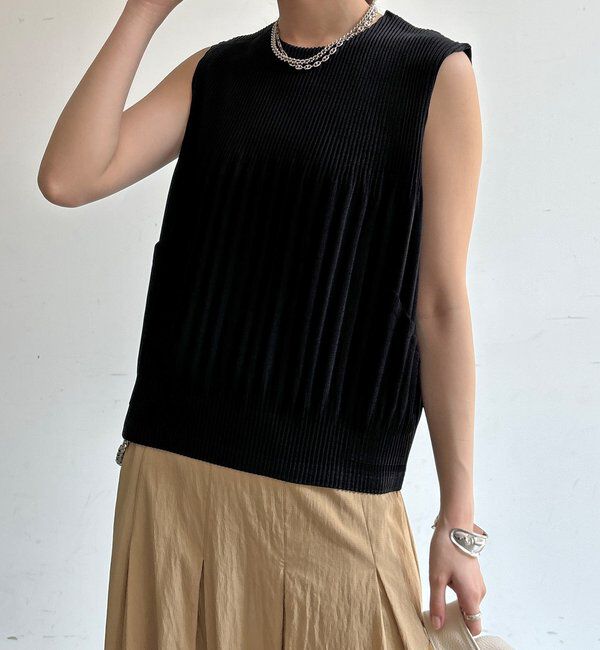  「【WEB限定】プリーツノースリーブトップス」|Tシャツ・カットソー|