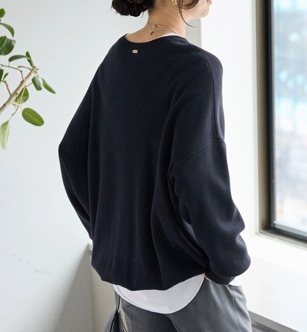  「【セットアップ対応】コットンスムースラウンドヘムニット」|ニット・セーター|ネイビー