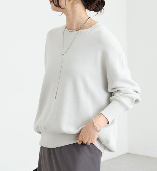  「【セットアップ対応】コットンスムースラウンドヘムニット」|ニット・セーター|ライトグレー