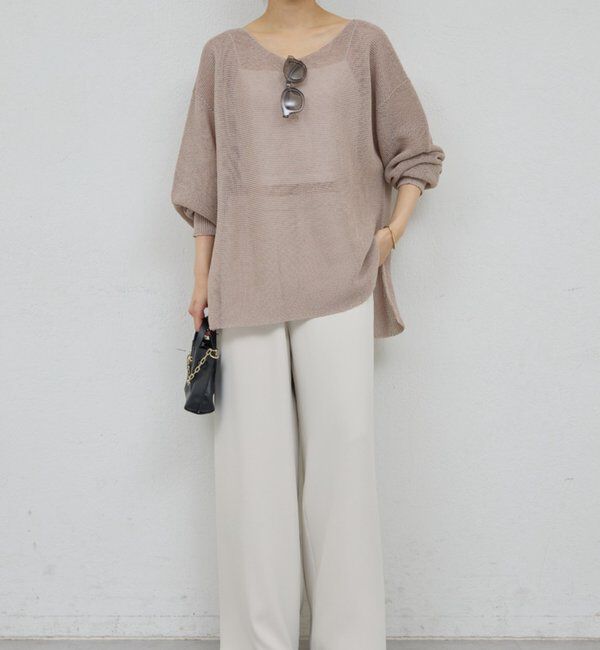  「ペーパーヤーンメッシュニット」|ニット・セーター|ベージュ