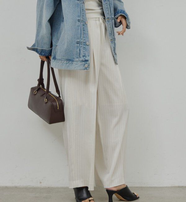  「【手洗い可】ストライプイージーパンツ」|チノ|