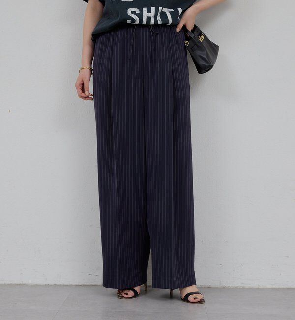  「【手洗い可】ストライプイージーパンツ」|チノ|