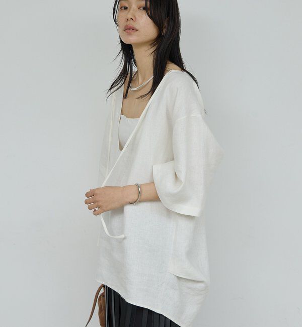  「リネンディープネックプルオーバー」|シャツ・ブラウス|