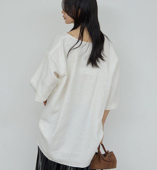  「リネンディープネックプルオーバー」|シャツ・ブラウス|