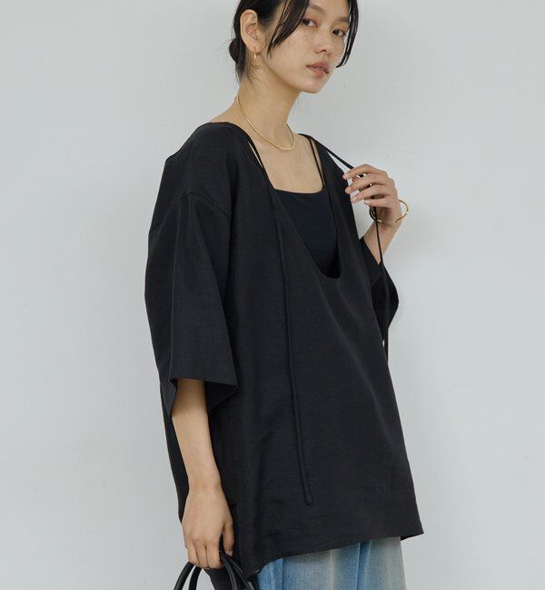  「リネンディープネックプルオーバー」|シャツ・ブラウス|