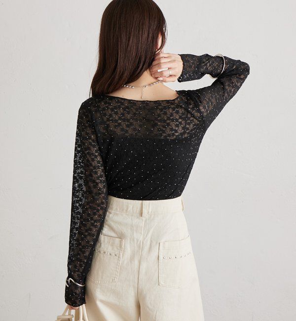  「シャイニーレースロングTシャツ」|Tシャツ・カットソー|