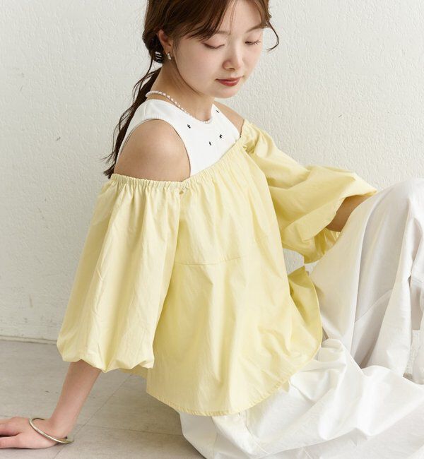  「オフショル袖バルーンブラウス」|シャツ・ブラウス|イエロー
