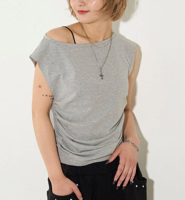  「【5色展開】マルチウェイギャザーオフショルノースリーブ」|キャミソール|