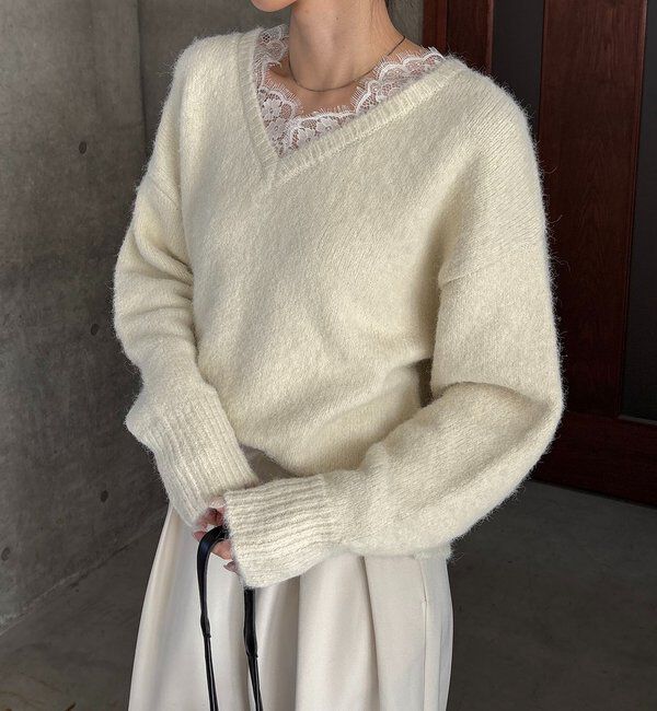  「レーストリミングニット」|ニット・セーター|