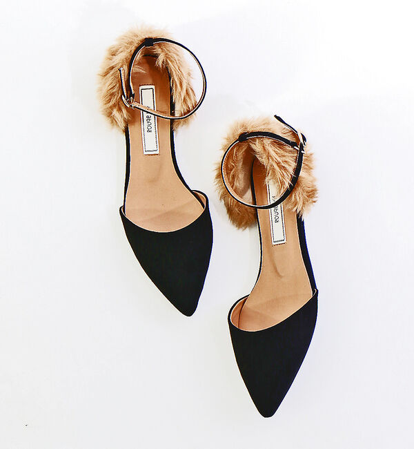 Rouge vif「ファーコンビフラット」|その他|ブラック