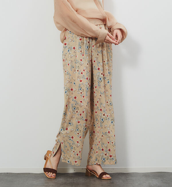 Rouge vif「フレンチフラワープリントワイドパンツ」|その他|ベージュ