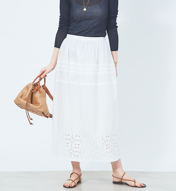 Rouge vif「タイルエンブロイダリースカート」|スカート|ホワイト