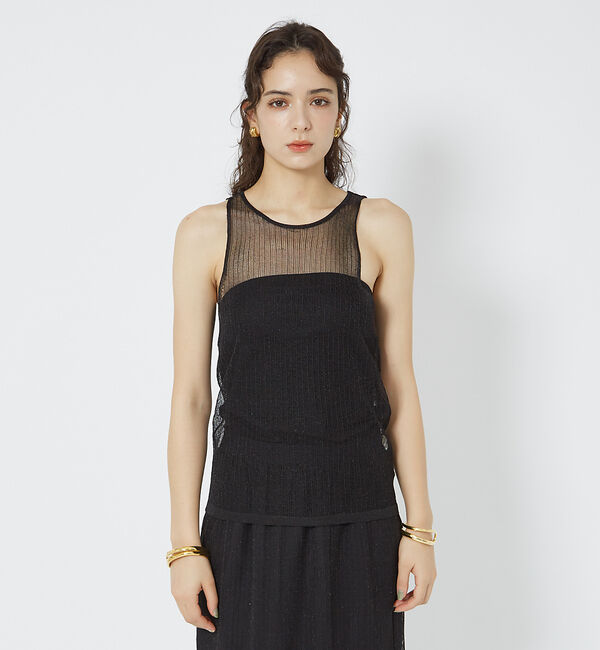 Rouge vif「針抜きシアーメタリックアメスリニット」|キャミソール|