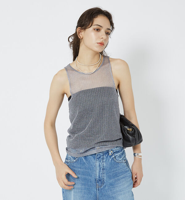 Rouge vif「針抜きシアーメタリックアメスリニット」|キャミソール|