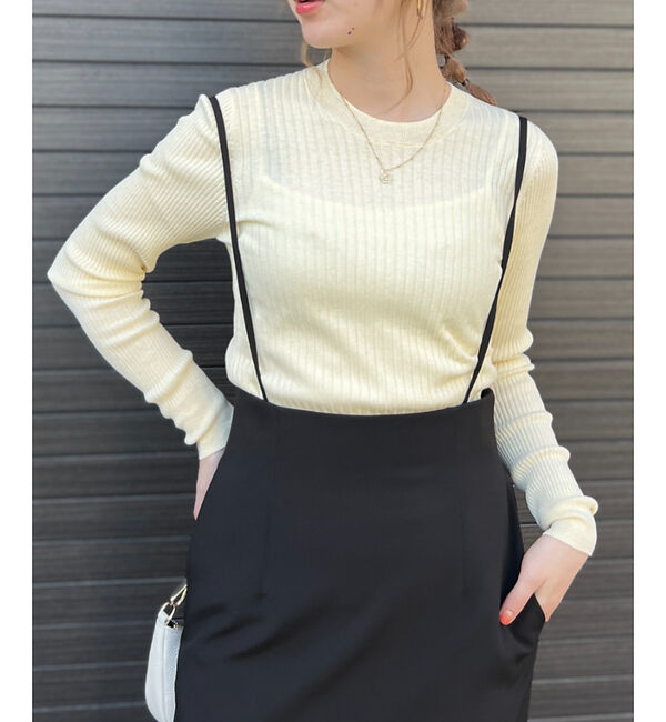 Rouge vif「シルク混ワイドリブプルオーバーニット」|ニット・セーター|クリーム