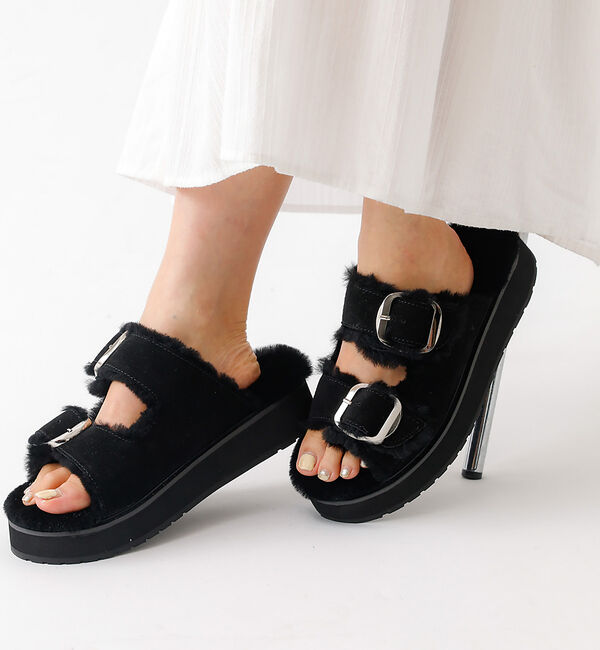 Rouge vif「【EMU Australia/エミュオーストラリア】ファーサンダル/サンダル/フ」|サンダル|ブラック