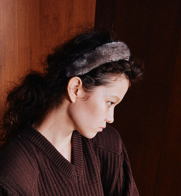 Rouge vif「【heyep／ヘイップ】ファーミンクヘアーバンド カチューシャ Faux Min」|ヘアバンド|グレー
