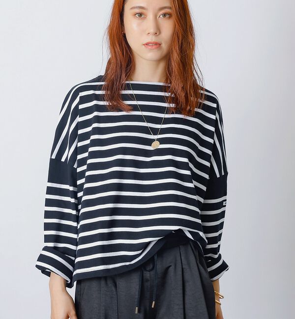 Rouge vif「【MONT KEMMEL/モン ケメル】ワイドバスクシャツ / ボーダーロングス」|Tシャツ・カットソー|ブラック