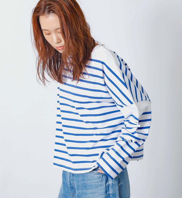 Rouge vif「【MONT KEMMEL/モン ケメル】ワイドバスクシャツ / ボーダーロングス」|Tシャツ・カットソー|ブルー