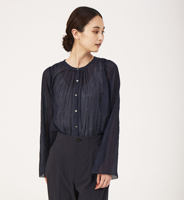 qualite「ドビーストライププリーツシャツ」|シャツ・ブラウス|