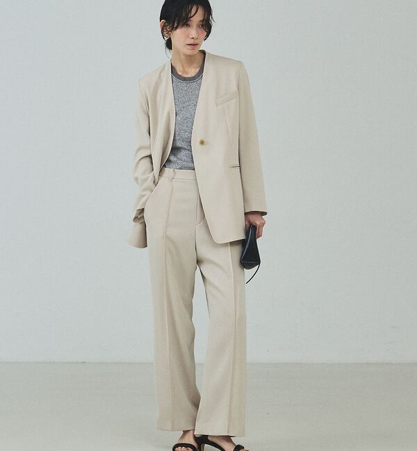 qualite「【UVカット/ストレッチ/セットアップ対応】ドライカルゼノーカラージャケット」|ノーカラージャケット|