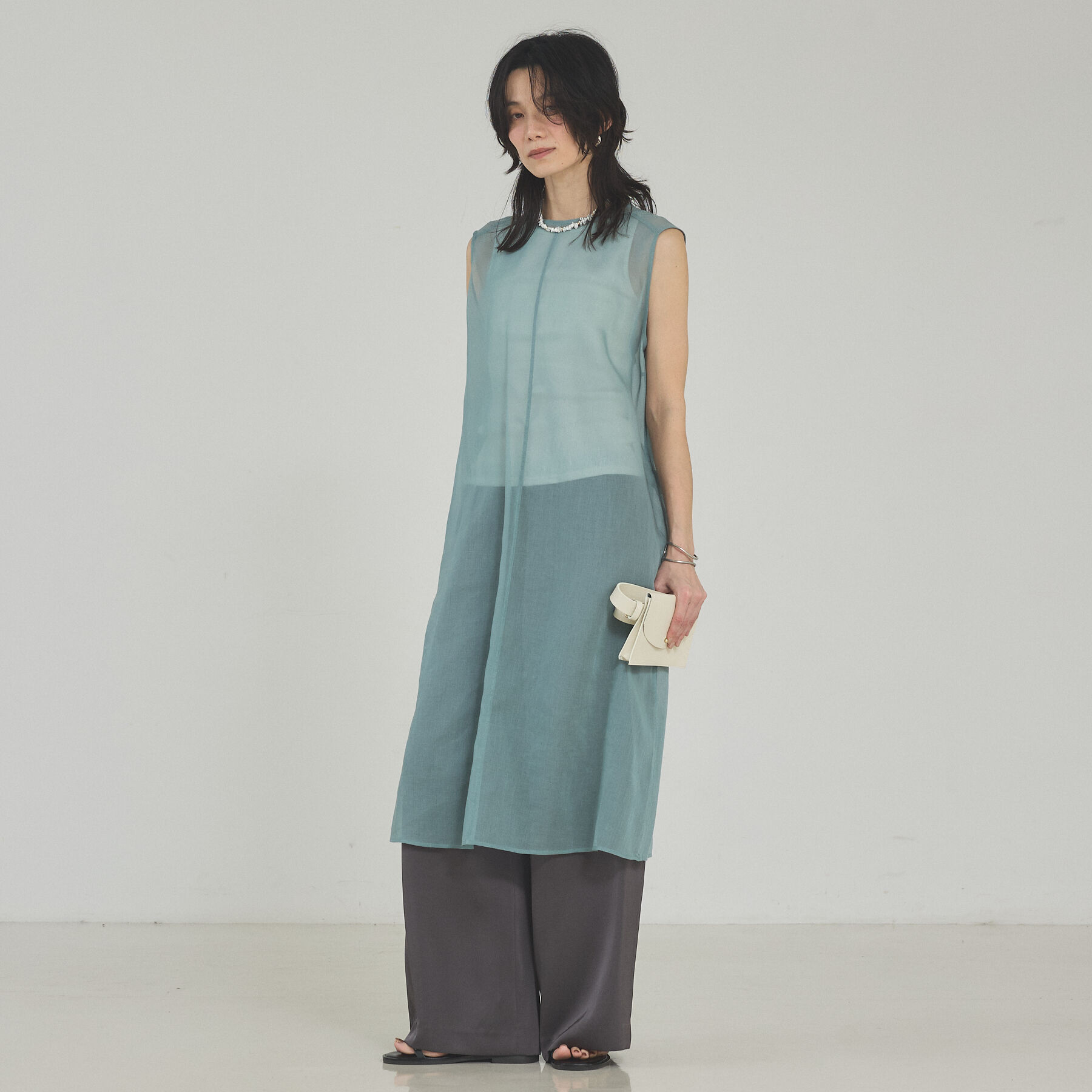 qualite「ソフトオーガンジーロングブラウス」|シャツ・ブラウス|