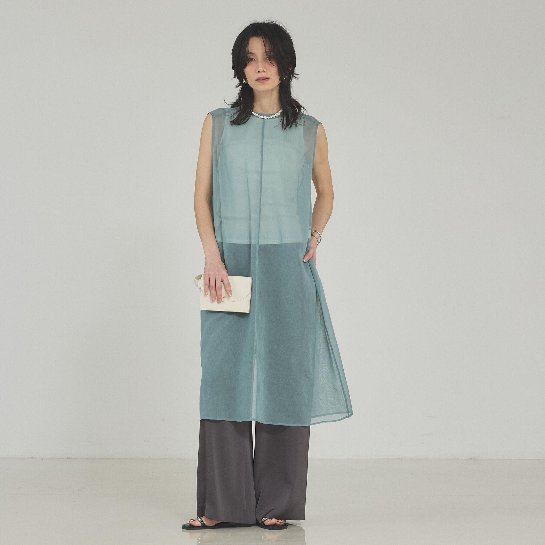 qualite「ソフトオーガンジーロングブラウス」|シャツ・ブラウス|